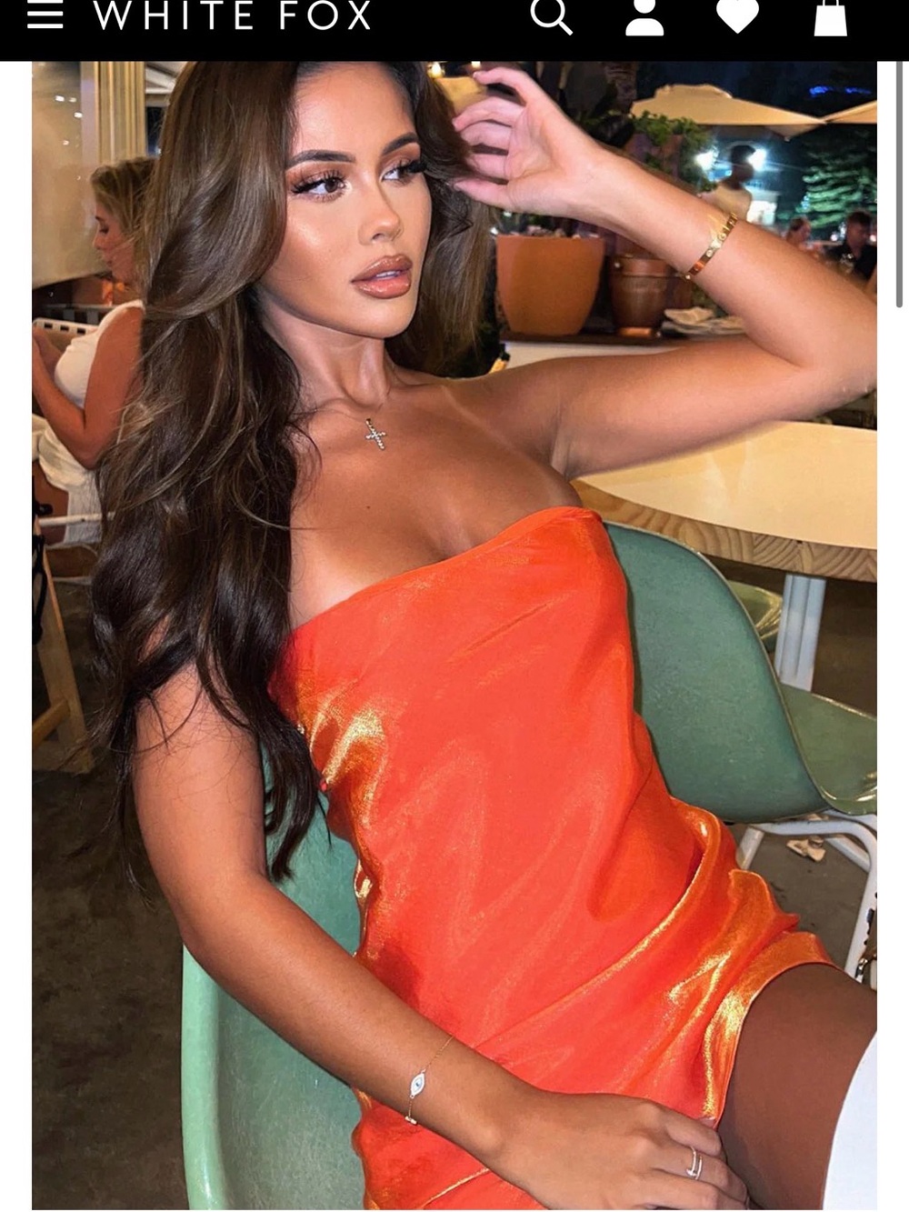 White Fox Call Me Crazy Orange Satin Strapless Mini Dress